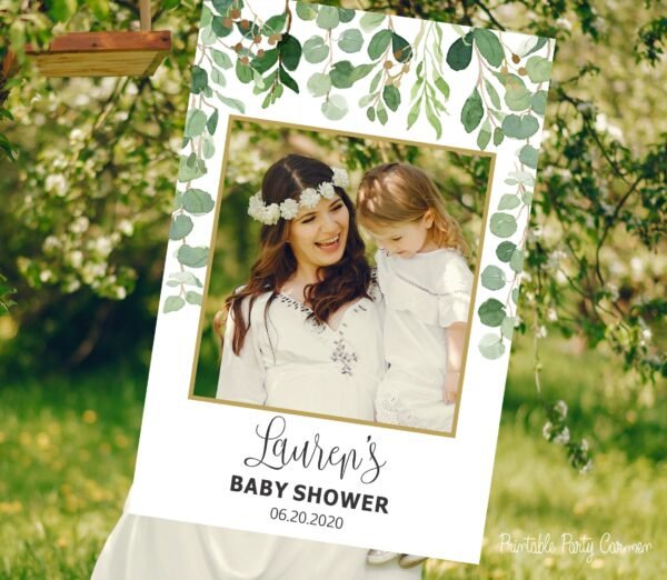 Greenery Photo Booth Frame prop, Neutral baby shower photo booth sign, Neutral gender, Neutral baby shower decoration, Bridal shower decor
