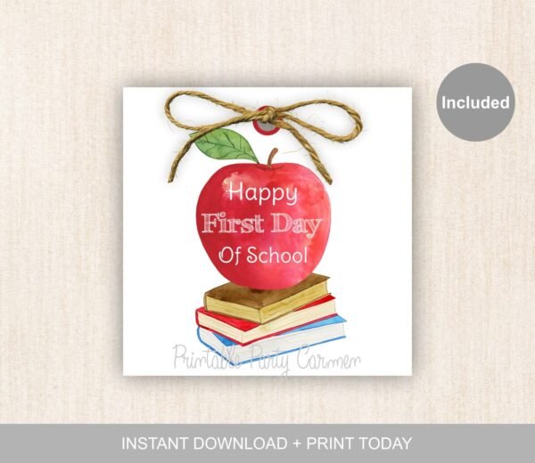 Back to school printable gift tags, Happy First Day of School Gift tag, Teacher gift tags, Instant download, Apple Gifts tags, Welcome back - Image 3