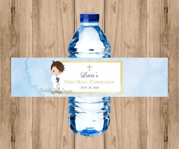 Water bottle labels First Communion Boy