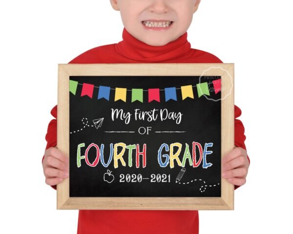 Fourth Grade Printable Sign, First Day of School sign, Fourth Grade Boy sign, Chalkboard sign, Instant Download, Fourth Grade 2020