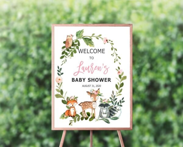 Woodland Water bottle labels, Woodland girl baby shower, Forest baby shower girl, Editable template, Printable labels - Image 7