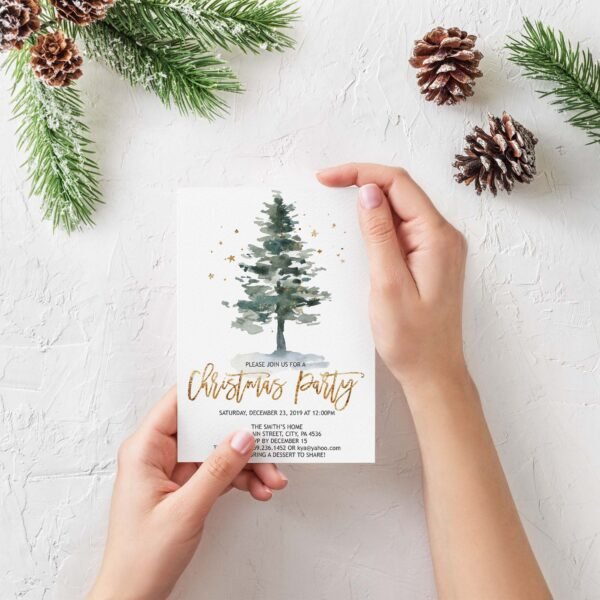 Christmas Menu, Printable Christmas Menu, Holiday Menu Card, Editable Template, Christmas Pine Tree, CHR01 - Image 3