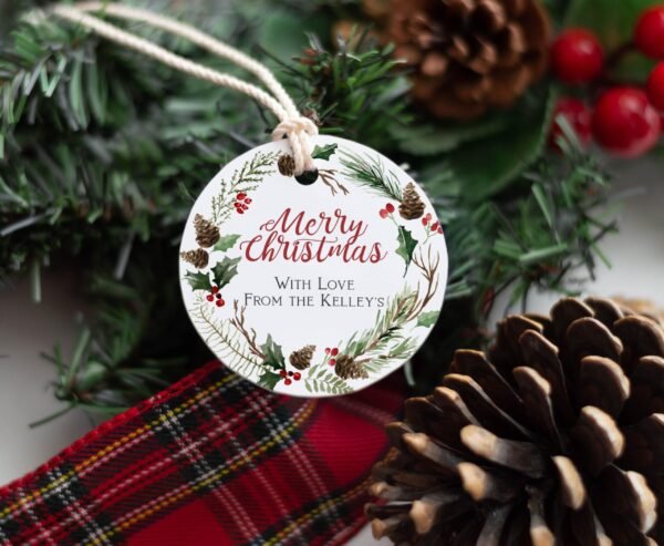 Merry Christmas gift tags, Christmas favor tags, Holiday favor tags, Christmas wreath watercolor, printable, Instant download
