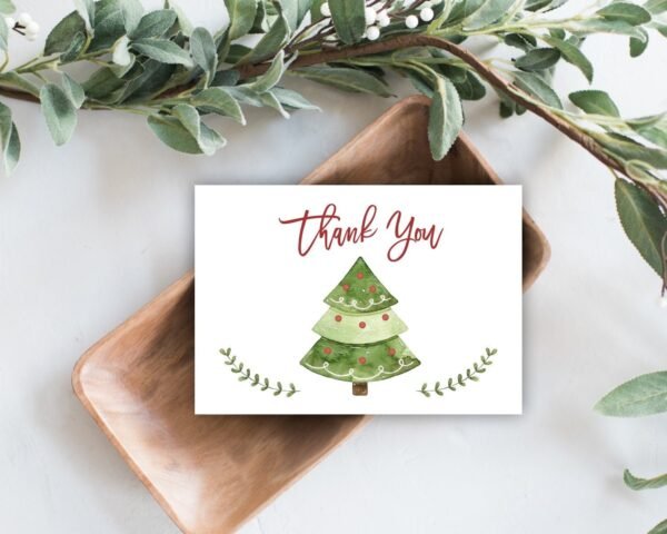 Christmas Thank you card Printable, Holiday Thank you Card, Christmas tree, Christmas Thanks, Instant download