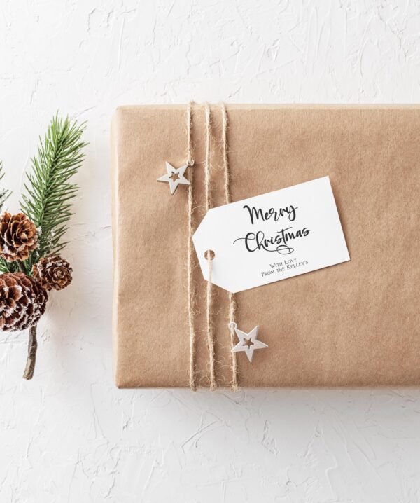 Christmas Gift Tag printable, Simple Christmas Gift Tags, Holiday Favor Tags, Hand lettering, Editable