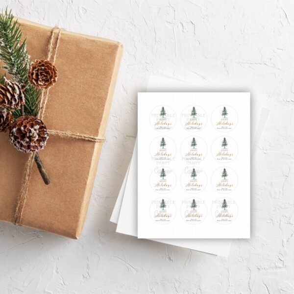 Holiday Labels printable, Christmas Gift Tags, holiday favor tags, Christmas Tree, Editable template, CHR01 - Image 2