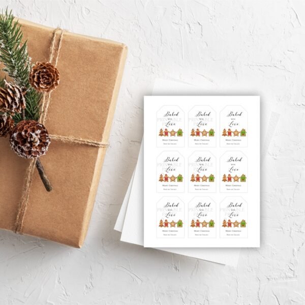 Christmas Tags Printable, Christmas Cookies Tags, Baked with love tags, Christmas Gift Tags, Cookie exchange tags, editable template - Image 2