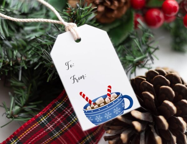 Hot Cocoa Bombs, Printable Christmas Hot Chocolate Bomb Tag, hot chocolate gift, Hot Cocoa Tags, Editable template - Image 2