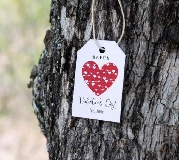 Valentines Day Tag, Printable Valentines Day Gift Tag, Valentines Day Cookie Tag, Valentine Day Favor tags, Editable Template, Red Heart