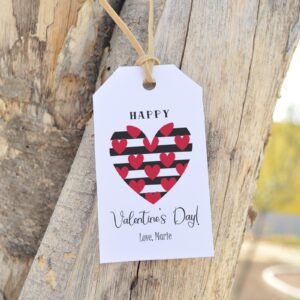 Valentines Day Tag Template, Valentines Day Favor tags, Printable Valentine's Day Gift Tag, Valentine Day Cookie Tag, Black/Red Heart