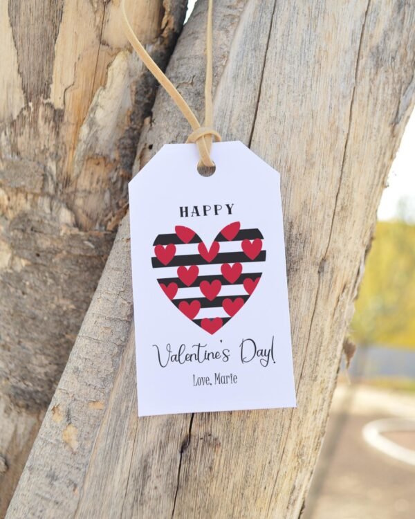 Valentines Day Tag Template, Valentines Day Favor tags, Printable Valentine's Day Gift Tag, Valentine Day Cookie Tag, Black/Red Heart
