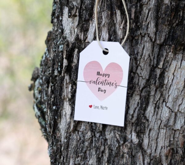 Happy Valentine's Day Tag Printable, Valentine Cookie Tag, Valentine Gay Gift Tag, Editable Template, Watercolor Pink Heart