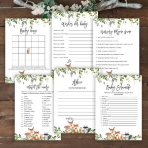 Woodland Baby Shower Games, Printable Baby Shower Games, Forest Baby Shower, Printable Bingo Game Woodland, Whises for Baby, Baby Scramble