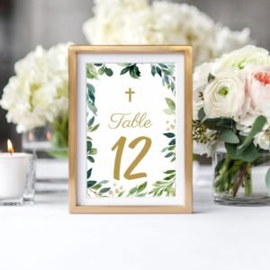 Printable Table Numbers, First Communion Table Number, Baptism, Instant download, 5x7, 4x6 Greenery, Twins, Siblings, FC04