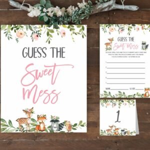 Guess The Sweet Mess Game, Woodland Baby Shower Games, Printable Baby Shower Games, Girl Baby Shower, Dirty Diaper Game, Instant Download