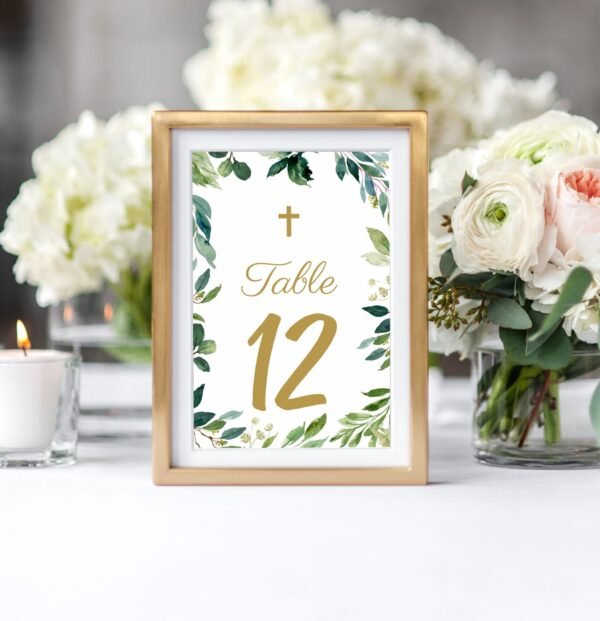 First Communion invitation siblings BUNDLE, 1st Communion Twins, First communion Boy and Girl Printable Invite, Greenery Invitation, FC04 - Image 6