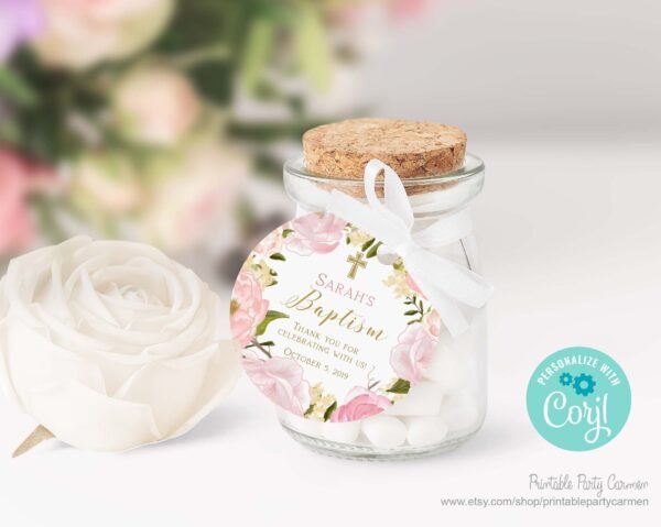 Printable First Communion Invitation for Girl – Watercolor Wreath & Greenery Design - Image 5