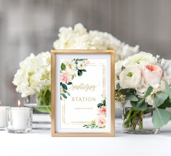 First communion favor tags girl, thank you tags communion, printable tags, personalized favor tags, Floral frame gold, FC05 - Image 5