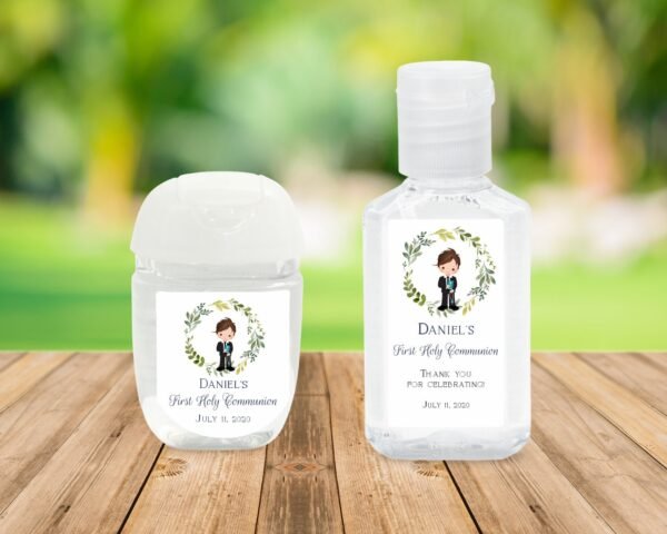 Hand Sanitizer Printable Label, First Communion Boy sanitizer label, Communion Boy, Personalized label, Communion favors