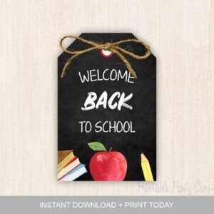 Welcome back to school Gift tag, Back to school printable tag, Teacher gift tags, Instant download, Apple First Day Favors