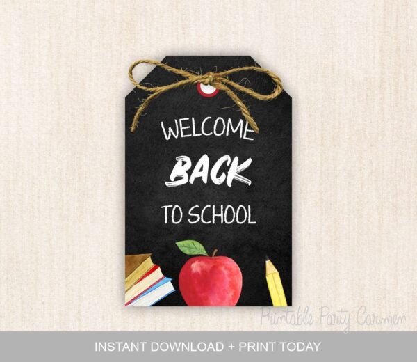 Welcome back to school Gift tag, Back to school printable tag, Teacher gift tags, Instant download, Apple First Day Favors