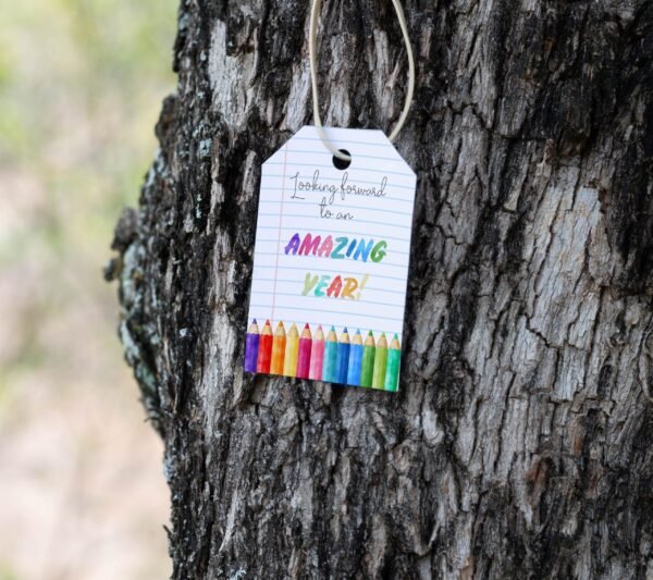 Back to school printable gift tag, Looking forward to an amazing year, Teacher gift tags, Instant download, watercolor