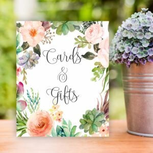 Cards and gifts succulent sign, Printable Succulent Baby Shower sign 8x10, baby shower decorations, boho baby shower decor, bridal shower