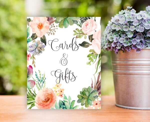 Cards and gifts succulent sign, Printable Succulent Baby Shower sign 8x10, baby shower decorations, boho baby shower decor, bridal shower