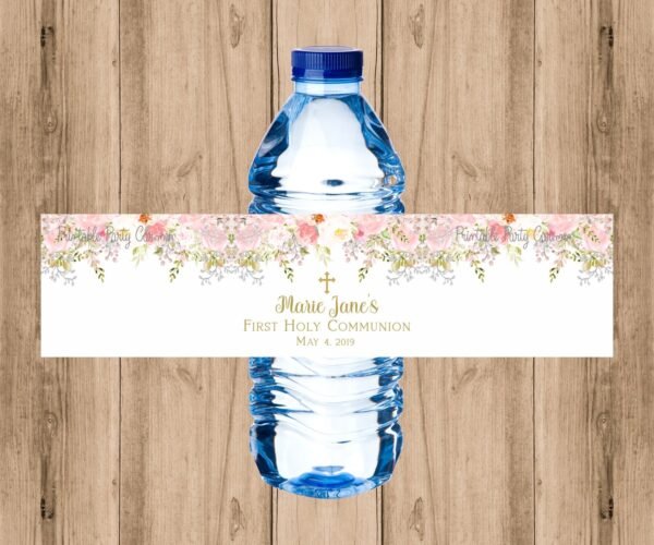 Baptism Gift Printable, baptism favors, baptism girl labels baptism, floral favor tags, baptism favors - Image 6