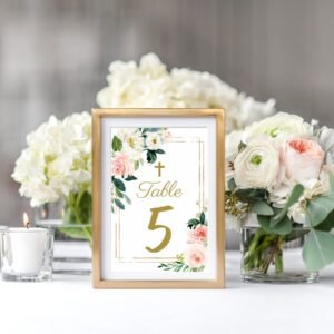 Printable Table Numbers, First Communion, Baptism numbers, Wedding table numbers, Instant download, 4x6, 5x7, FC05