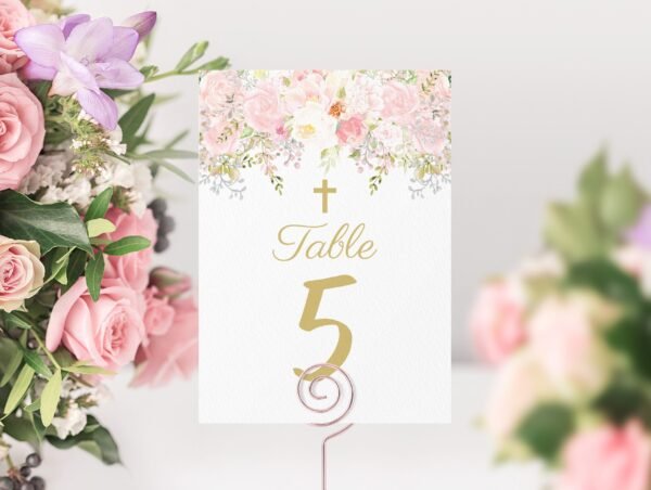Baptism Gift Printable, baptism favors, baptism girl labels baptism, floral favor tags, baptism favors - Image 5