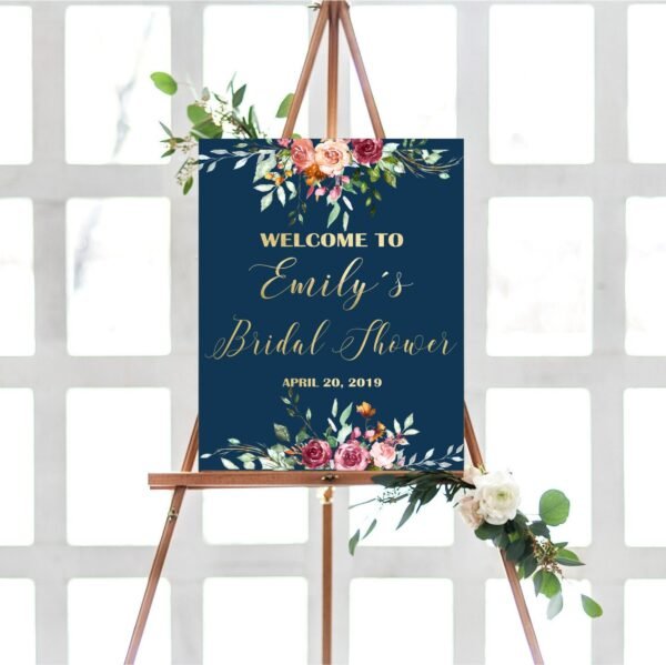 beautiful Navy burgundy Bridal shower photo prop frame, bridal shower photo prop, photo booth frame, bridal shower decoration, bridal shower sign 02 - Image 4