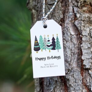 Happy Holidays Labels printable, Christmas Gift Tags, holiday favor tags, Christmas Pine, Editable template, CHR05