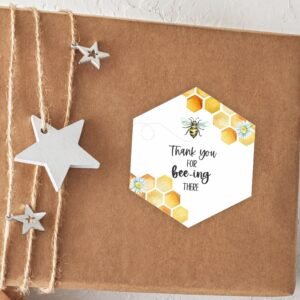 Bee Gift Tags, Birthday Bee day tags, Thank you for bee-ing there, Bee Gift tags printable, Polygon Honey, Instant download