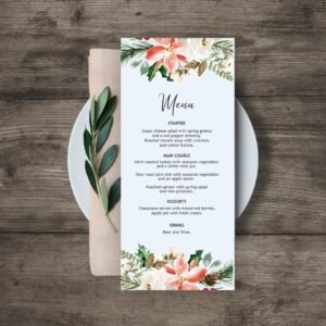 Printable Christmas Menu, Christmas Menu Planner, Holiday Menu Card, Christmas dinner menu, Editable Template, CHR03