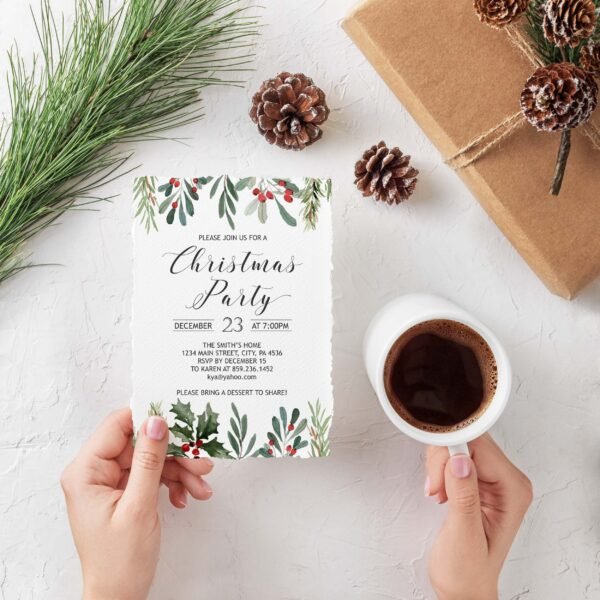Printable Christmas Menu, Holiday Menu Card, Holly Jolly Christmas, Christmas Dinner Menu, Christmas Menu Planner, Editable Template, CHR06 - Image 3