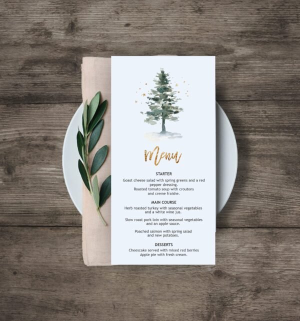 Christmas Card Printable, Holiday Card, Printable Christmas, Christmas Tree Watercolor, Editable invitation, Winter card, CHR01 - Image 8