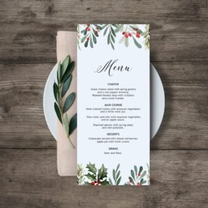 Christmas menu, Printable Christmas Menu