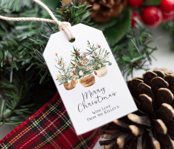 Christmas Gift Tags, Holiday Favor Tags, Printable Gift Tag, Christmas Pine Tree, Editable template, CHR07