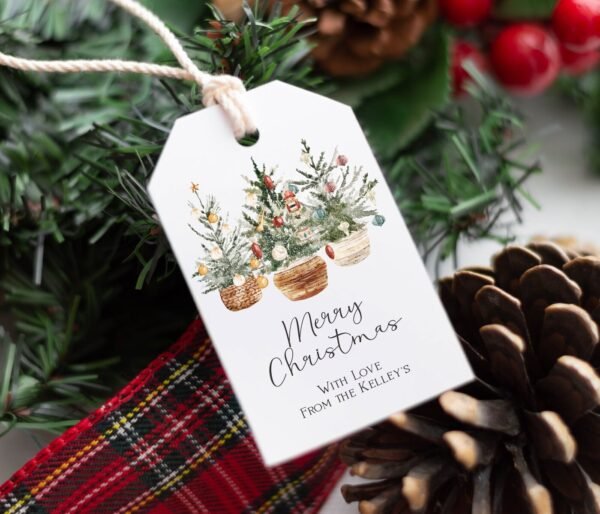 Christmas Place Cards,  Editable Template, Holiday Name Cards, Printable Place Cards, Potted Christmas Tree, Name cards, CHR007 - Image 3
