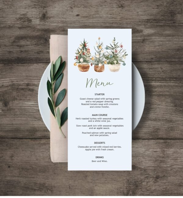 Christmas Place Cards,  Editable Template, Holiday Name Cards, Printable Place Cards, Potted Christmas Tree, Name cards, CHR007 - Image 4