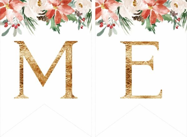 Christmas Ornaments, Gold Merry Christmas Banner, Instant Download & Print - Image 2
