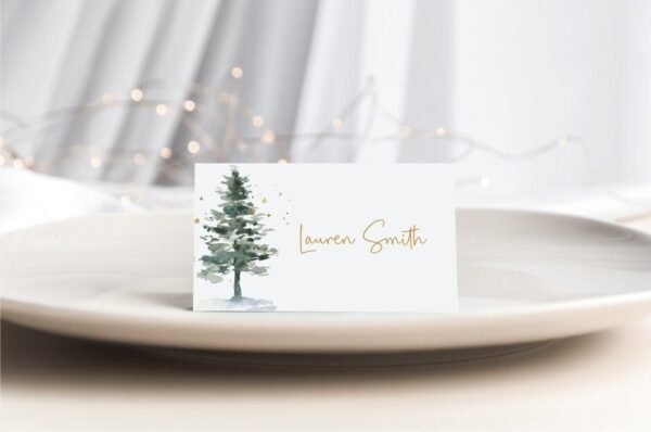 Christmas Place Cards, Holiday Place Cards, Printable place cards, Pine Tree, Editable Template, Name cards, Holiday Decor, CHR01