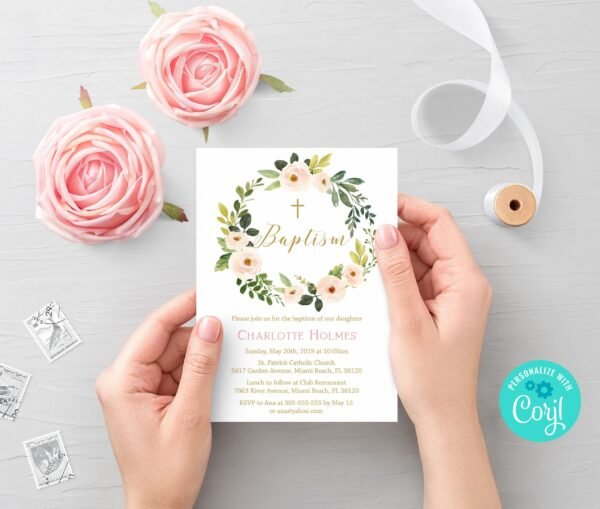 Printable Baptism Thank You Favor Tags Girls, Greenery Printable Thank You Tags, Beautiful Gift Tags, Printable Baptism Tag - Image 3