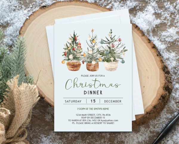 Christmas Place Cards,  Editable Template, Holiday Name Cards, Printable Place Cards, Potted Christmas Tree, Name cards, CHR007 - Image 5