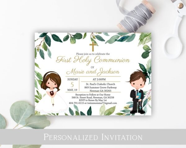 Greenery Chocolate Bar Wrapper, Siblings First Holy Communion, Hershey Chocolate Bar Wrapper Template, Candy Bar Wrapper, FC04 - Image 4