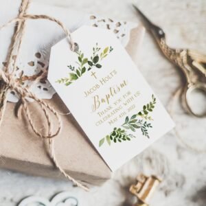 Printable Baptism Thank You Favor Tags Girls, Greenery Printable Thank You Tags, Beautiful Gift Tags, Printable Baptism Tag