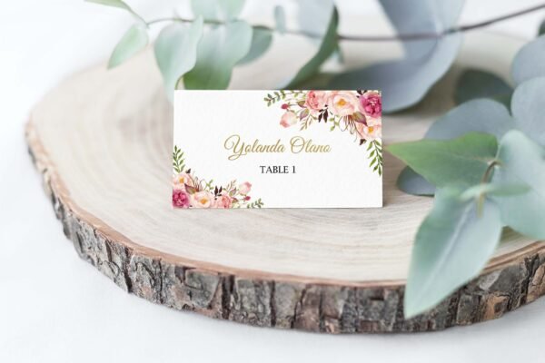 Food Tent Cards, Wedding Buffete Cards, Food Name Card, Seating Card, Floral Pink, Editable Template, Printable, Romantic Floral - Image 5