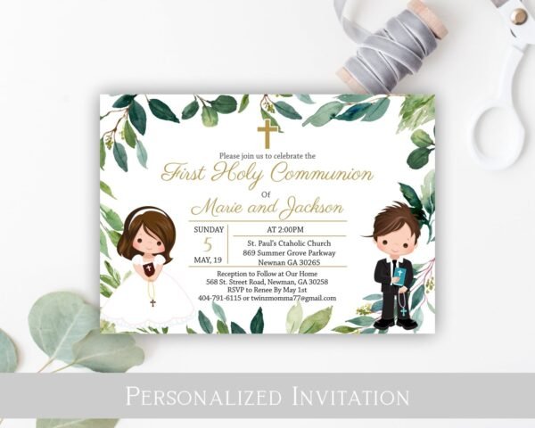 First Communion Prayer, Printable Communion Prayer, Communion Decoration, Greenery Watercolor, Neutral, Instant Download, FC04 - Image 3