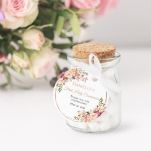 Girl Communion Favor Tags, Printable Favor Tags, First Holy Communion Girl, Thank You Tags Communion, Editable, Instant download, FC08